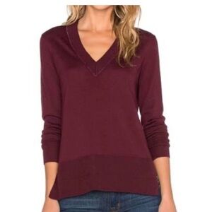 Fabulous Rag & Bone burgundy sweater with gray accent size small